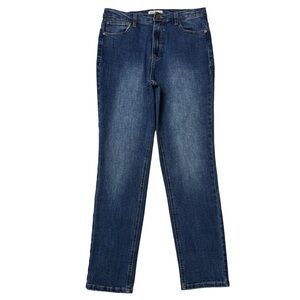 {OAT New York} Blue High Rise Straight Leg Stretch Denim Jeans